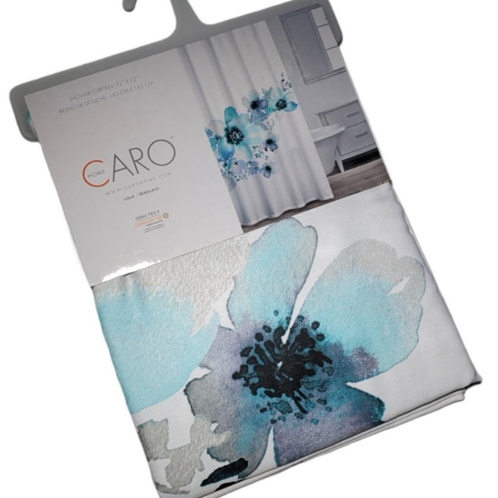 Caro Home Floral Fabric Shower Curtain 72 x 72 Brand New